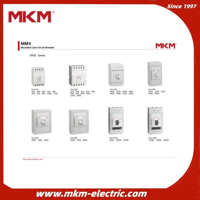 MCCB M3 Series Electronic Adjustable Mold Circuit Breaker160A 250A 400A 630A 800A 3p 4p