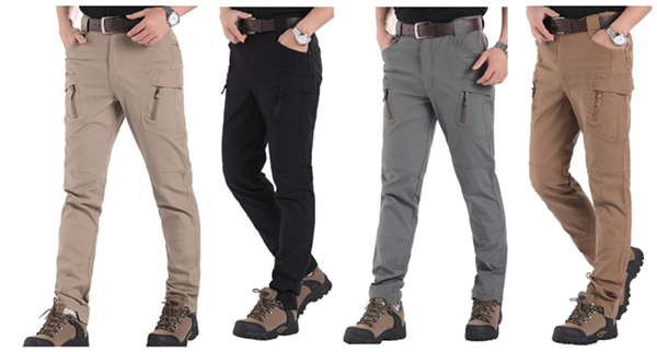 Men&prime; S Solid Comfortable Outdoors Trousers Cargo Cotton Pants