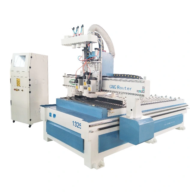 Three Multi Spindles 3 Heads Vacuum Table MDF Cutting Furniture Cabinet Making Machine, Atc 3D Wood Working 1325/2040 CNC Router Engraving Machine