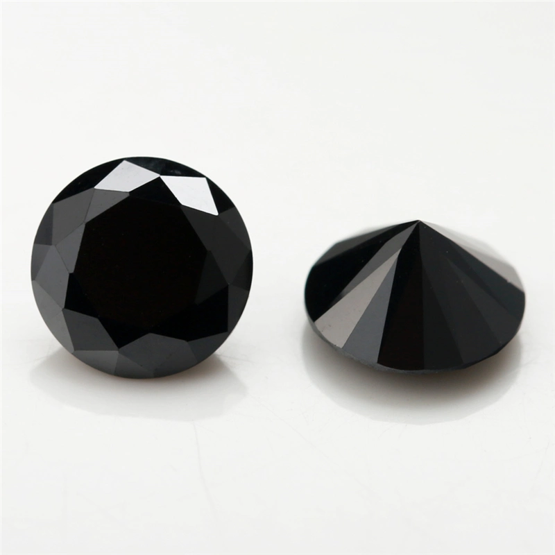 Qianjian Jewelry Round Shape Black Cubic Zirconia Loose CZ Gemstone