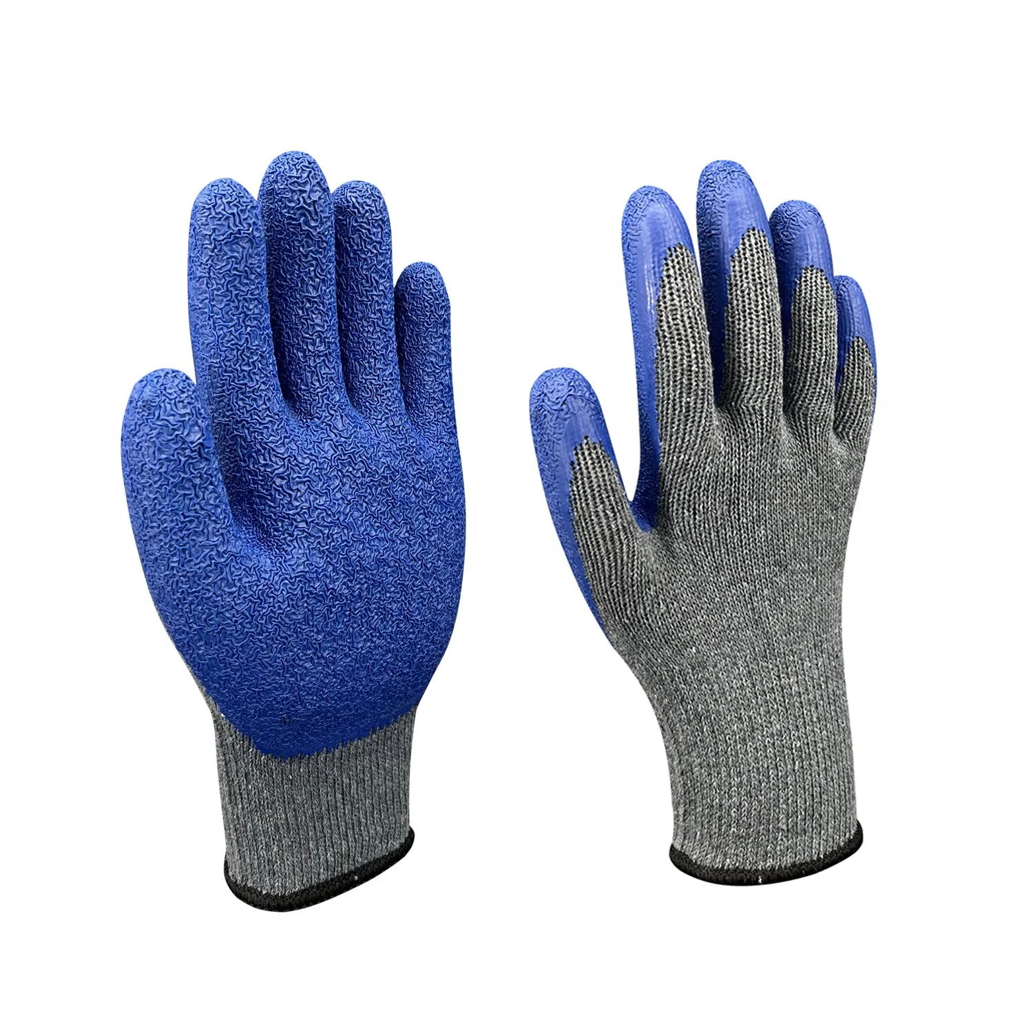 Custom Logo Labor Protection Wear Grey Blue Latex/Nitrile Wrinkled Safety Work Gloves