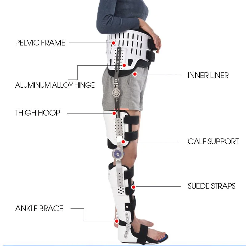 دعم الركبة الكاحل القدم الثابت قابل للتعديل الدعامة السفلية للأطراف السفلية الجبيرة الفخذ كسر الدعم الجراحي للكاحل جهاز التأهيل بعد العملية.