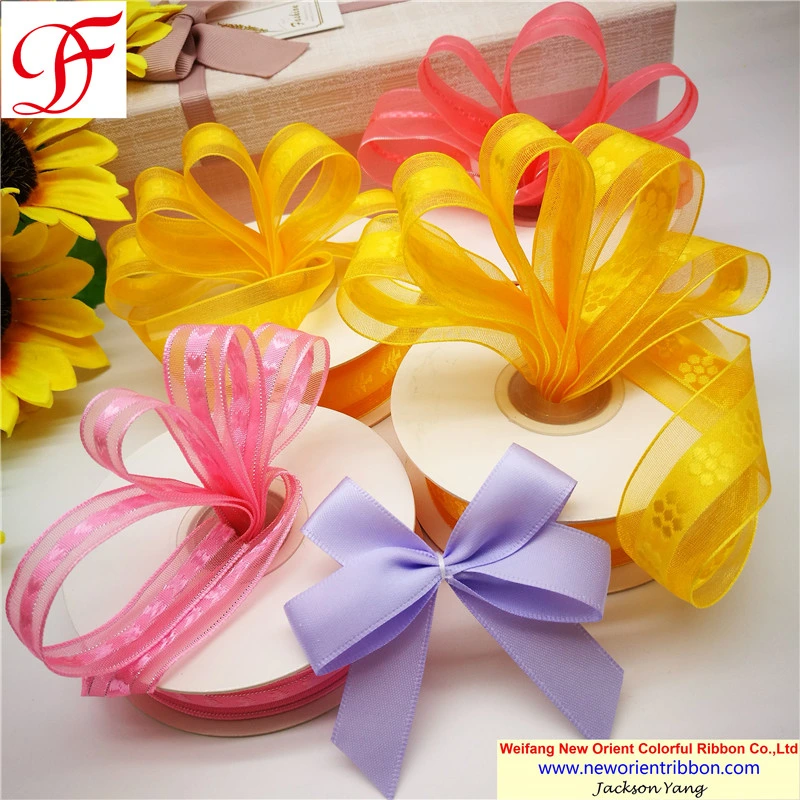 Top and Stable Quality of Organza Ribbon with Stripes at Most Competitive Price for Gifts/Wrapping/Holiday/Decoration/Garment Directly From Leading Factory in C