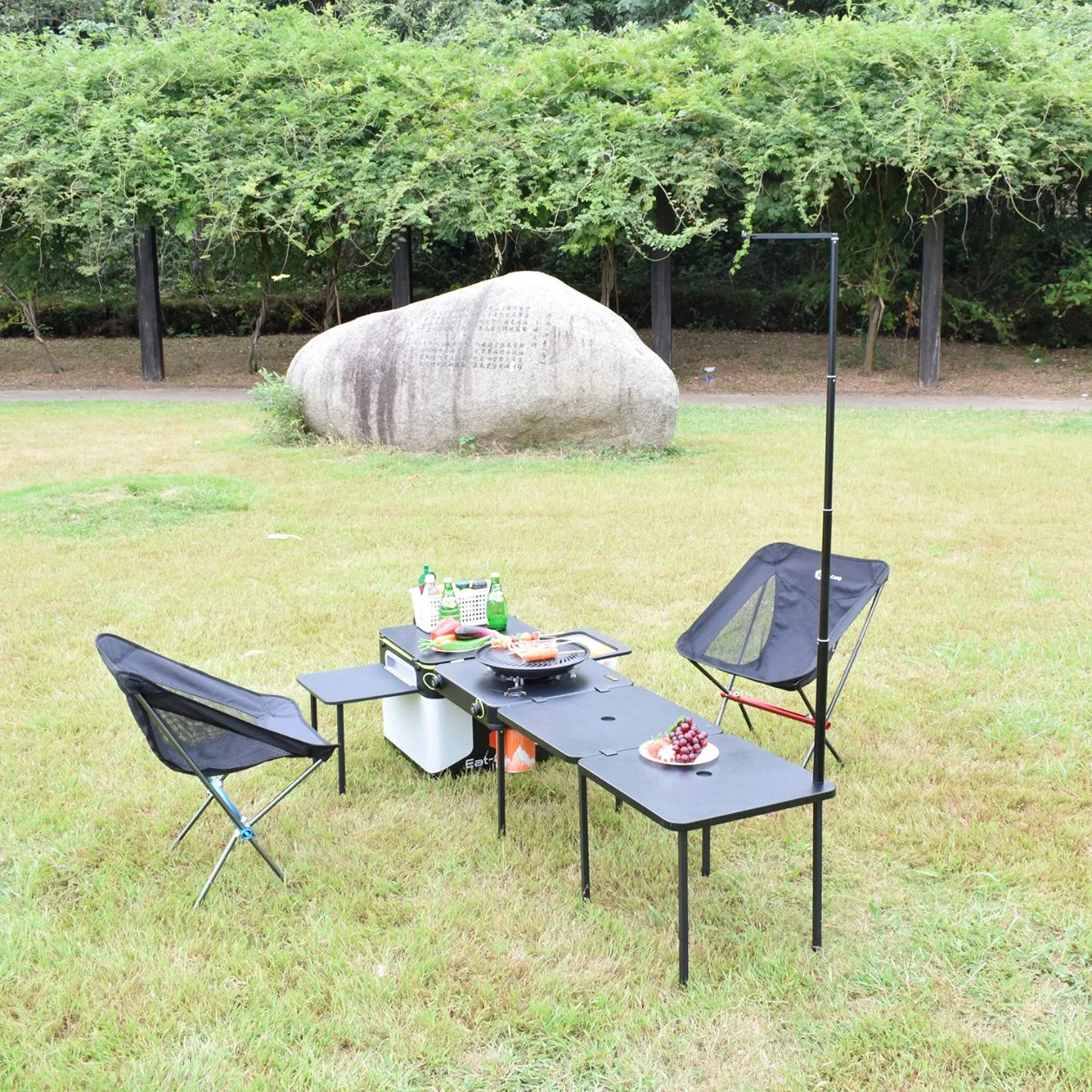 Multifunctional Outdoor Camping Barbecue Iron Grill Table Folding Dining Table