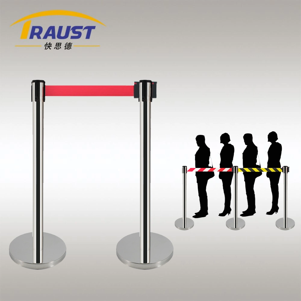 Traust Supplier Airport Crowd Controller Queue Line Tape Retractable Belt Barricade Stand Pole Post Concrete Barrier Stanchion