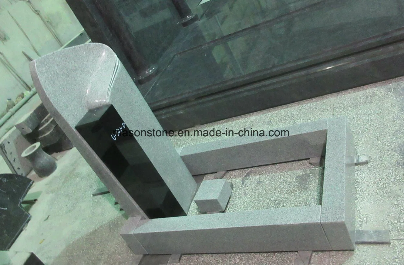 China G633 Grey and Indian Black Granite Kerb Tombstone