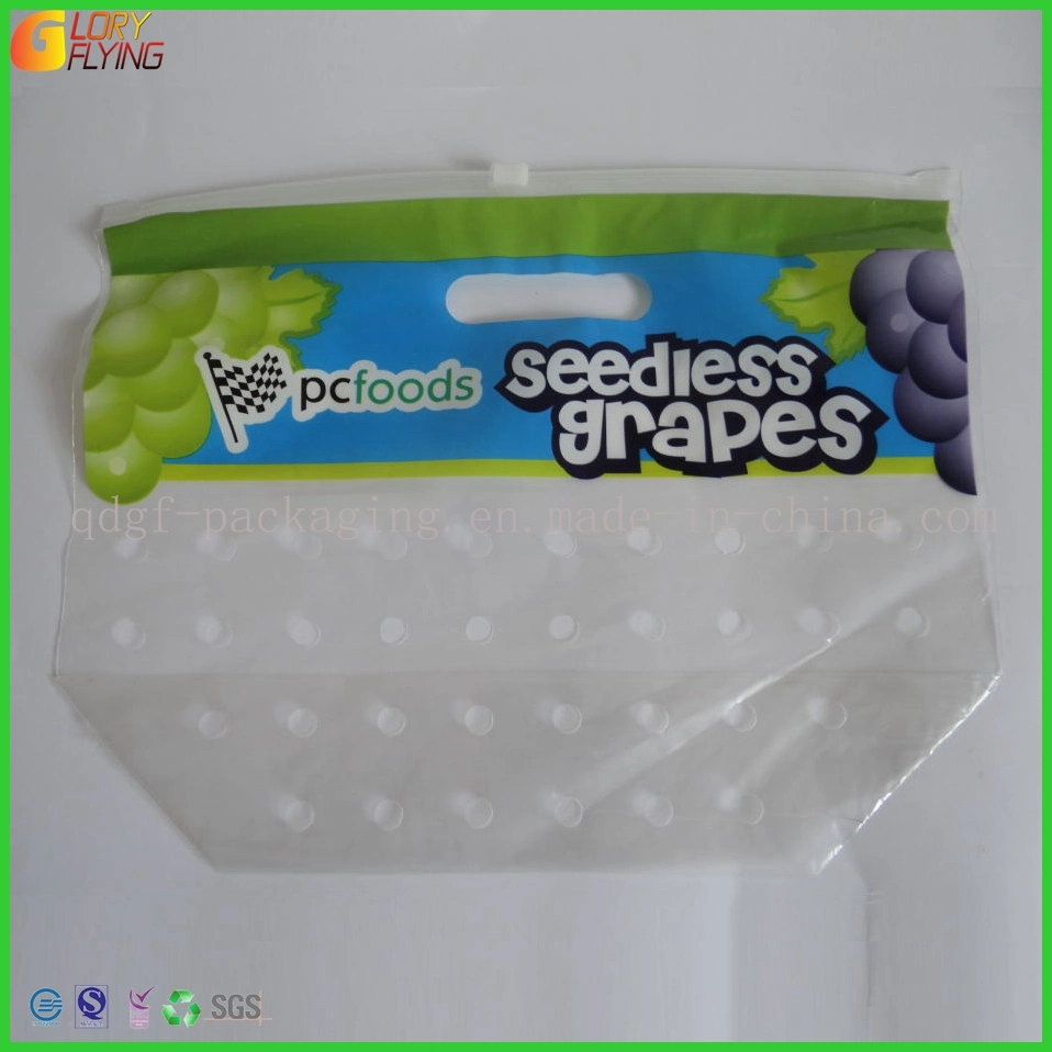 Fermeture à glissière de raisin sac de nourriture avec perforation de l'emballage de fruits/sac en plastique
