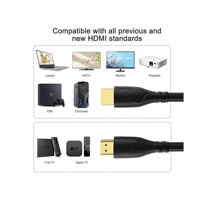 4K HDMI Cable 30FT (HDMI 2.0, 18Gbps) with Ultra High Speed Gold Plated Connectors Ethernet Audio Return, Video 4K