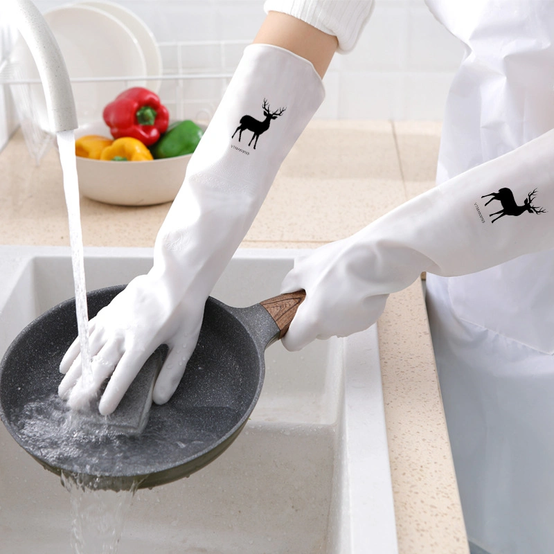 Housework Gloves Transparent White Laundry Waterproof Plastic Leather Household Cleaning Non-Slip Nitrile Durable Gloves