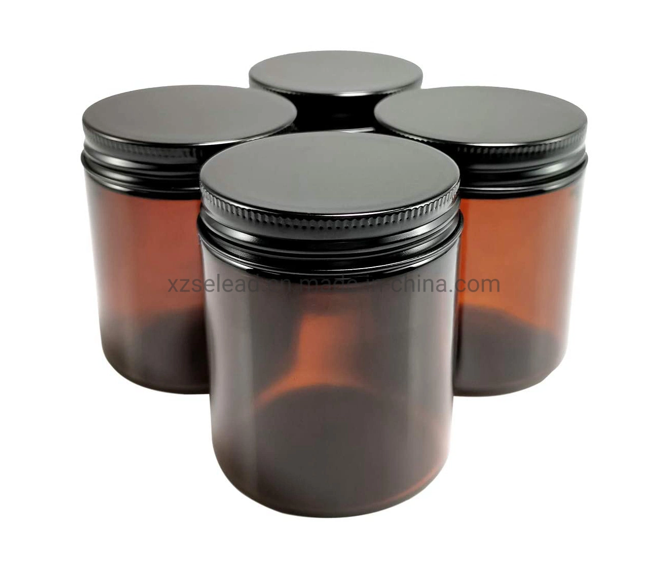 Empty 8 Oz Round Amber Glass Candle Jar with Metal Lids for Candle Making Food Storage Containers