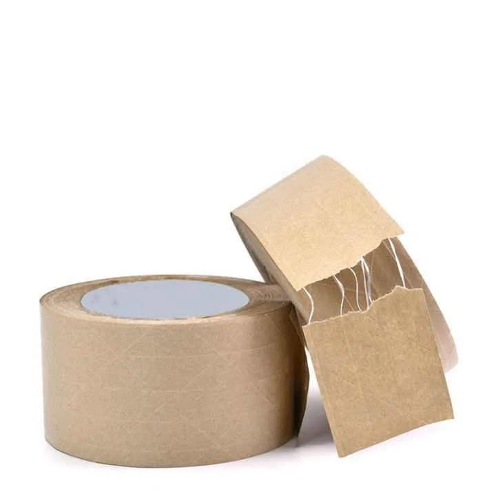 Eco Friendly Water Activated Reinforced Gummed Shipping Logo White Self Adhesive Gum Kraft Paper Packaging Tape Jumbo Roll