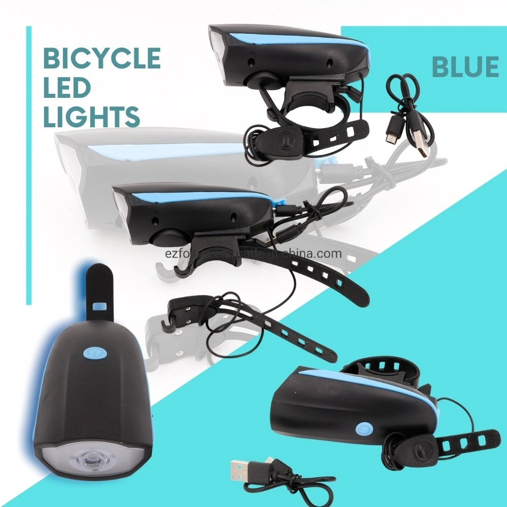 2 en 1 Lumière de vélo LED avec sonnette électrique, klaxon à vibrations, interrupteur de lampe de vélo, phares de vélo Wyz14473.