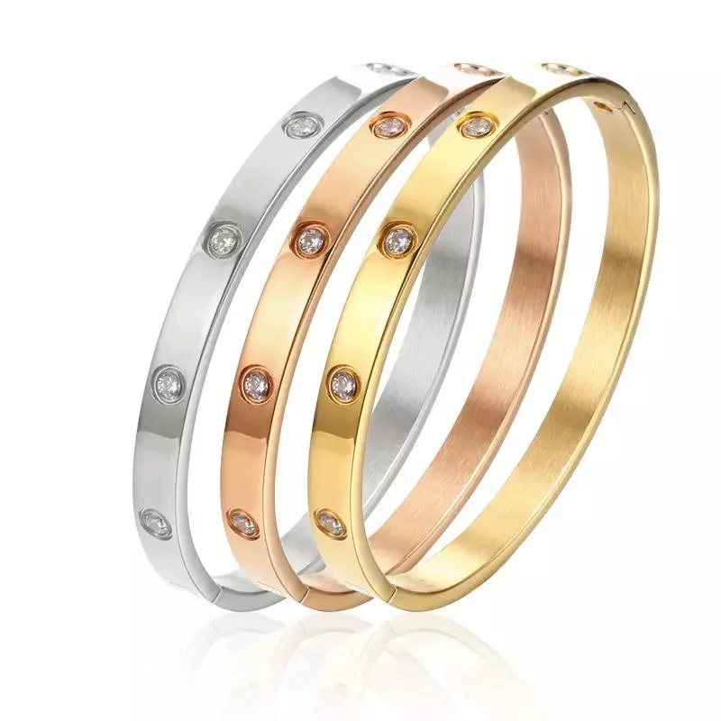 2023 Love Bangle 18K Gold Plated Stainless Steel Gold Screwdriver Zircons Bangles