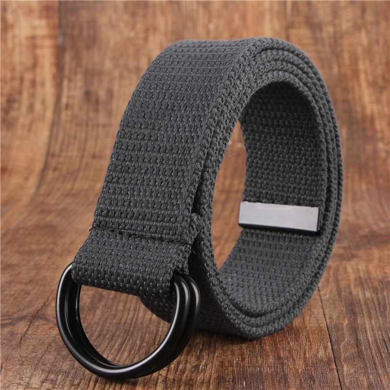 Fashion Solid Canvas Colorful D Ring Buckle Plain Cotton Webbing Belts with Metal Tips