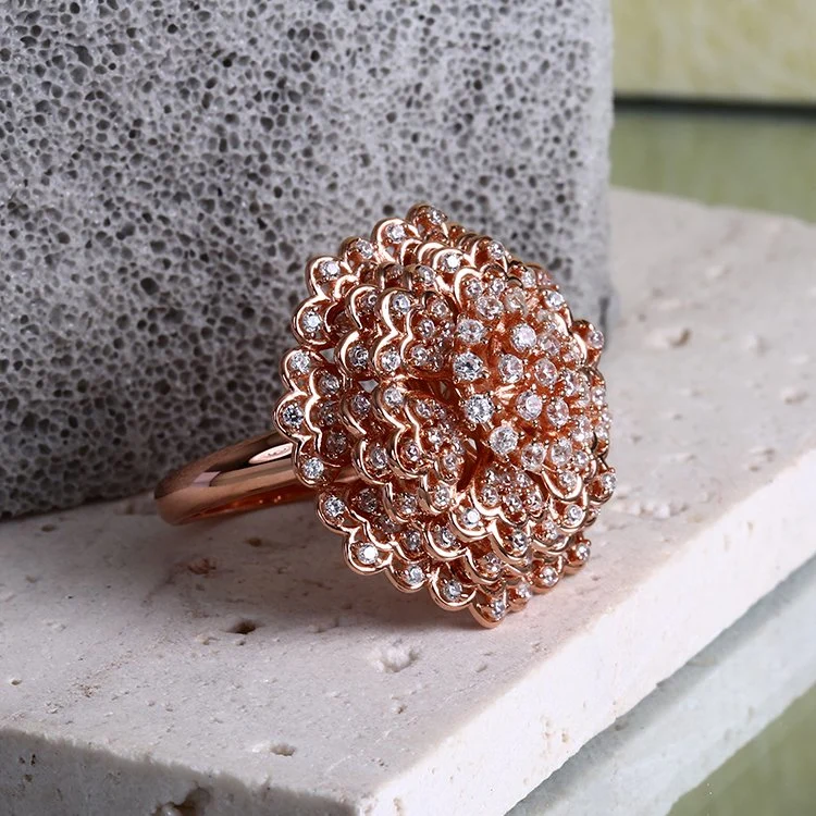 Petaloid New Unique Design 18K Rose Gold Plated Jewellery Factory Wholesale/Suppliers Fashion Accessories Jewelry Delicate Ring