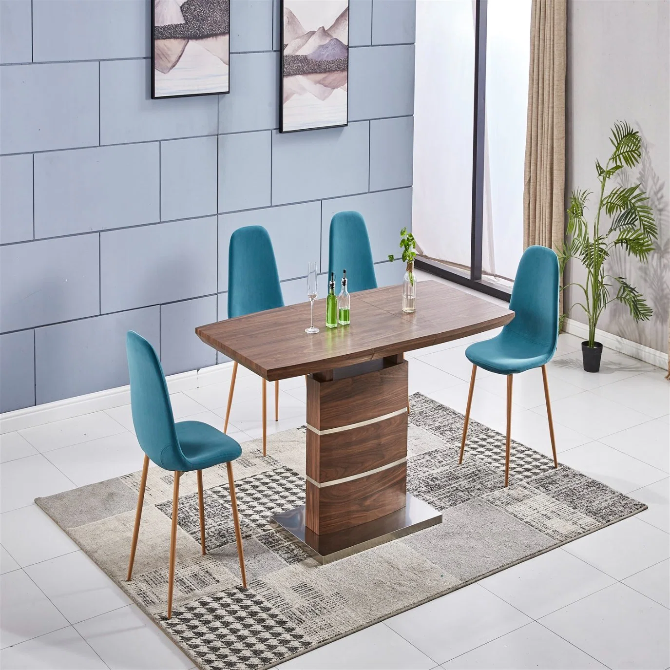 Bazhou Diseño moderno de la fábrica Mesa de Comedor Extensible con extensión diapositivas