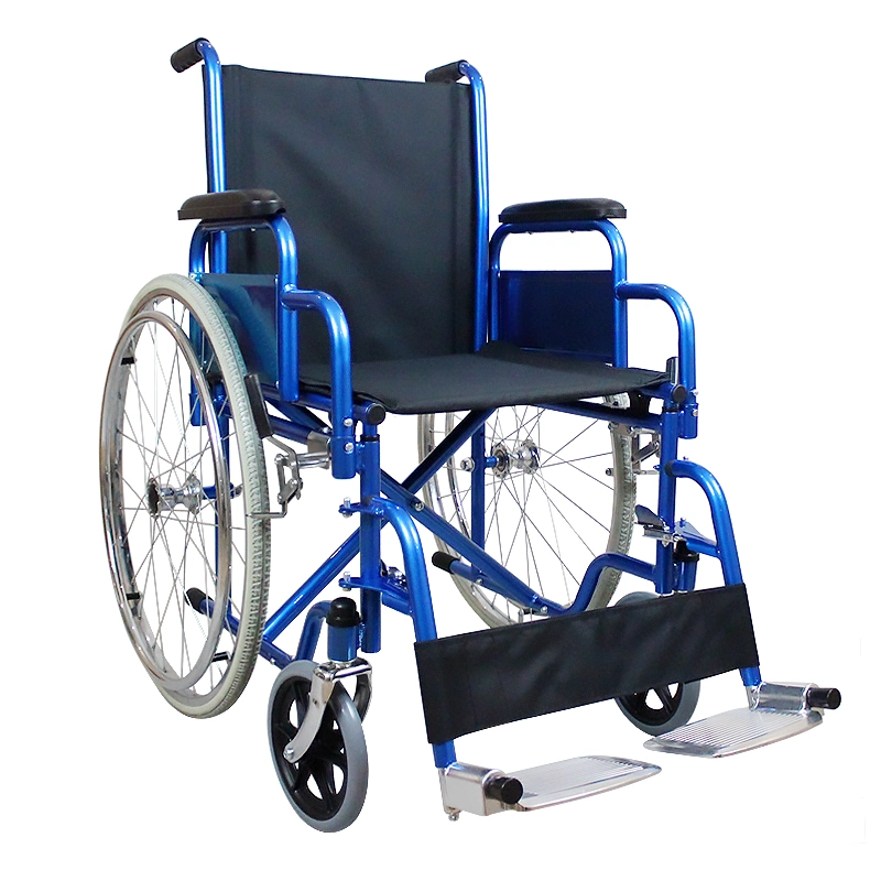 Silla de Ruedas para discapacitados en silla de ruedas de acero Marco cromado de vuelta con cojín de asiento de tela Oxford