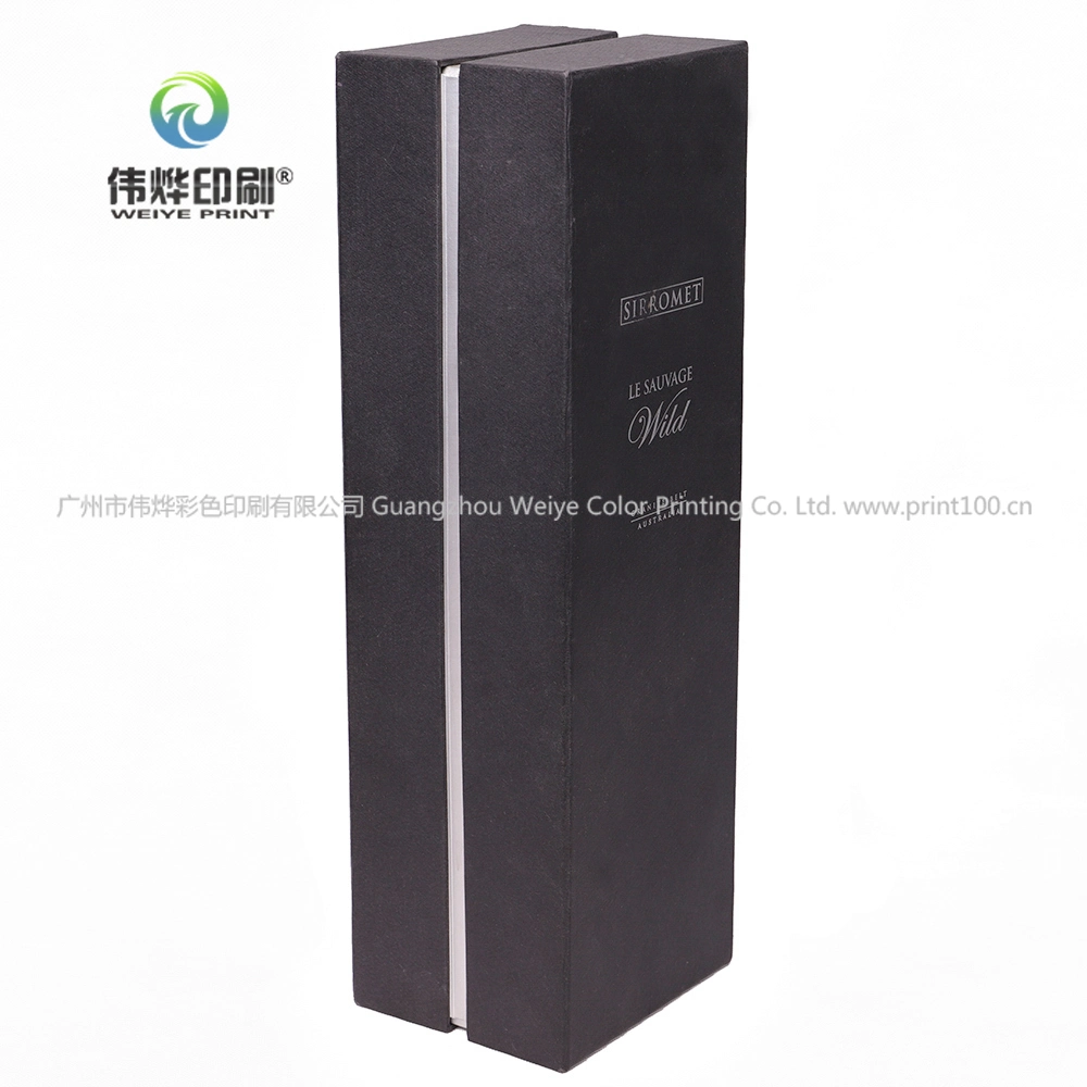 Custom Printing Black Gift Promotion Paper Folding Packaging Wine Box