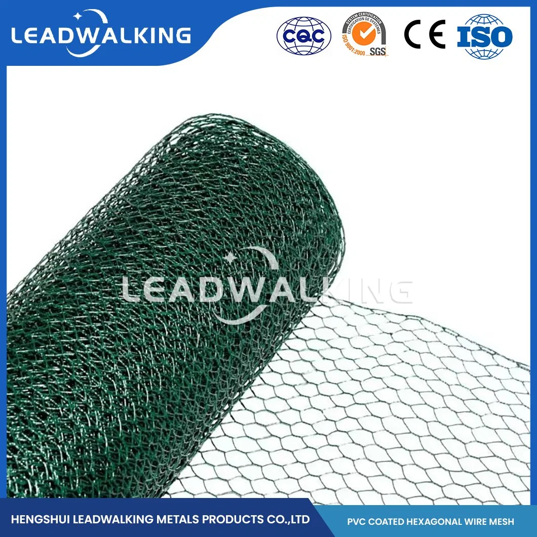 Leve Leadwalking Material de alambre de acero recubierto de PVC de 5 pies de compensación de aves de corral de China de fábrica de malla de 2 pulgadas recubierto de PVC galvanizado Hardware Hexagonal malla para Gallinero