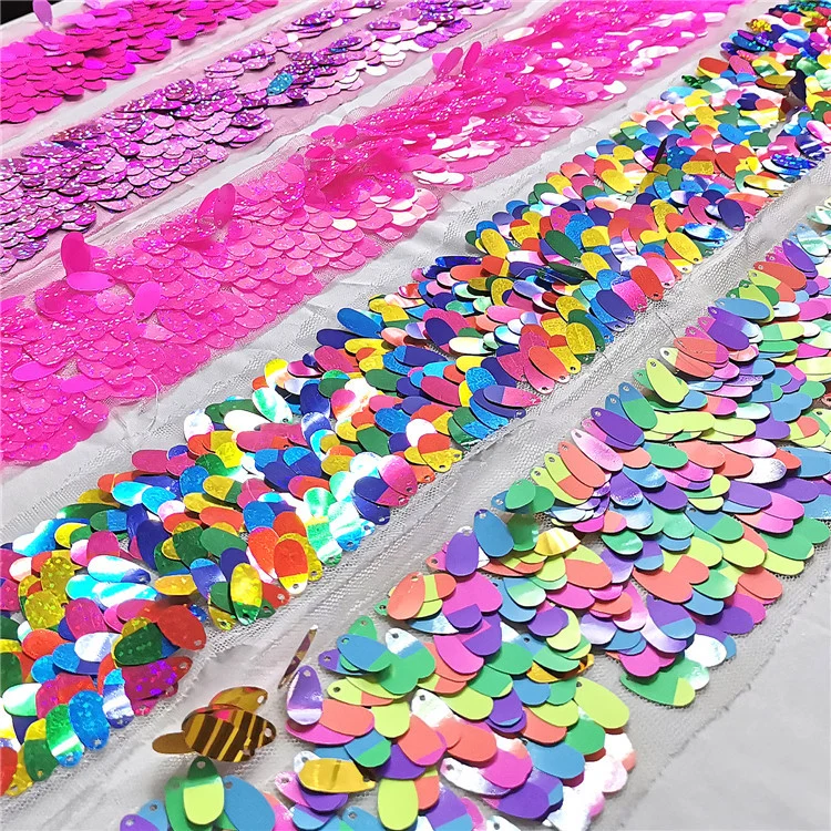 Spot Wholesale Colorful Sequins Mesh Melon Seeds DIY Handmade Bow Material Hair Accessories Clothing Accessories Accessories