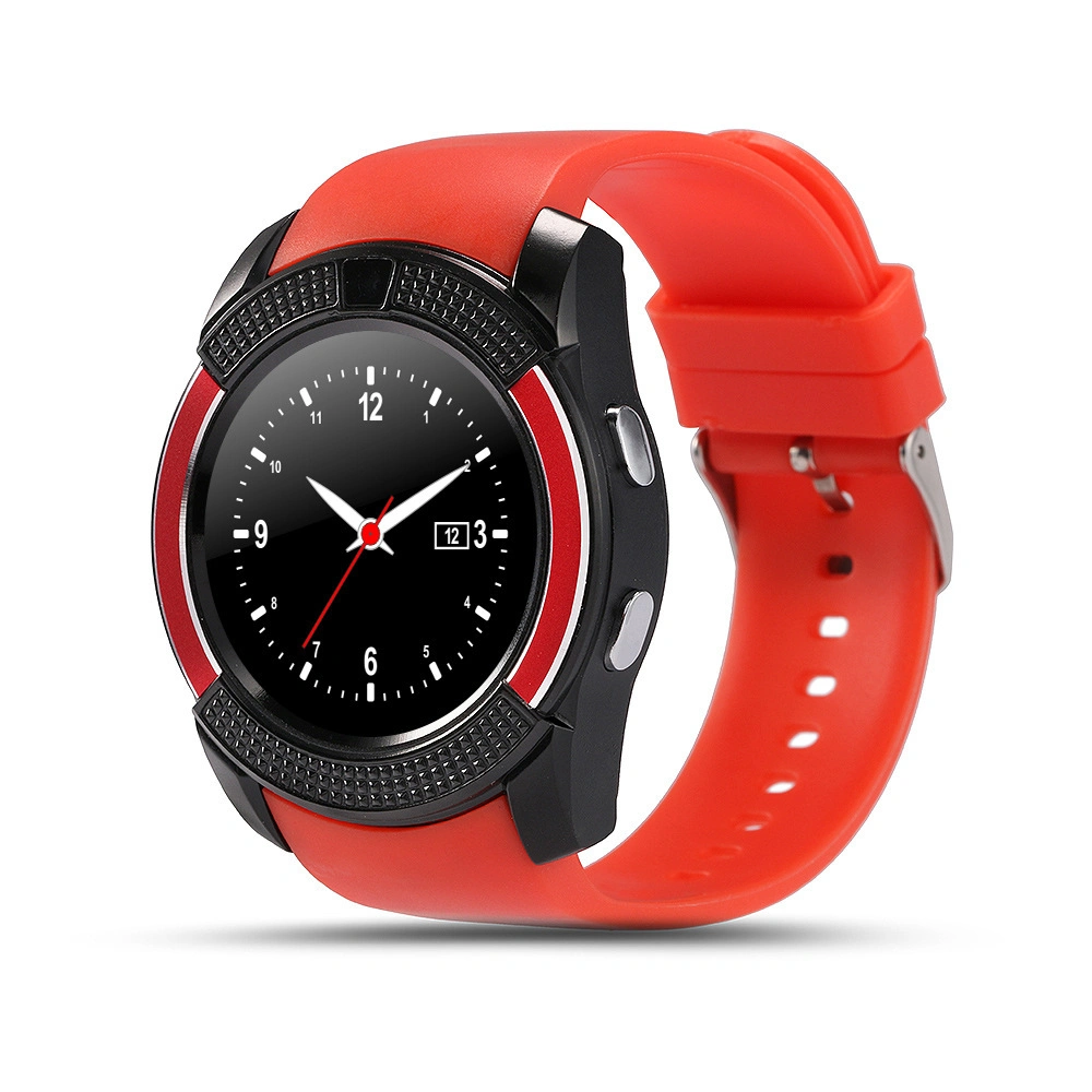 Nova chamada de telemóvel com SIM duplo de tendências V8 Reloj SmartWatch Para braceletes e acessórios de relógio inteligente LED à prova de água Android para Sono com monitorização de fitness