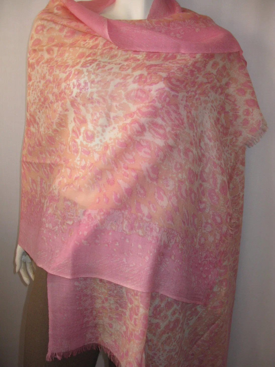 Cashmere Silk Shawl Cable Print