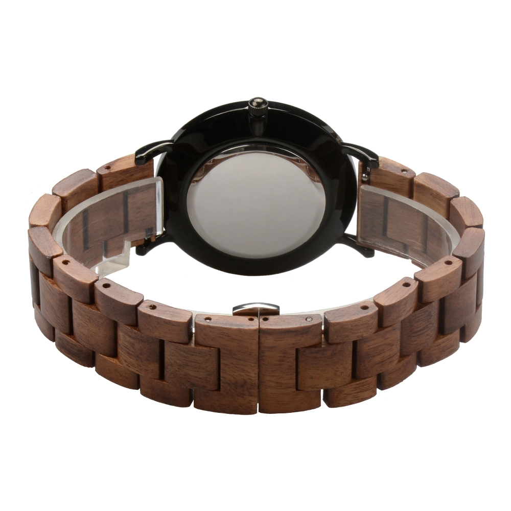 Bewell on Sales Fashion Minimalist Couple Watch Custom Logo Ss Wrist Watch with Wood Wristband