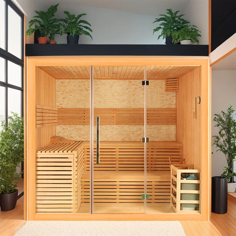 Sunrans 2 pessoas Hemlock tradicional relaxar Sala de vapor Sauna ao ar livre