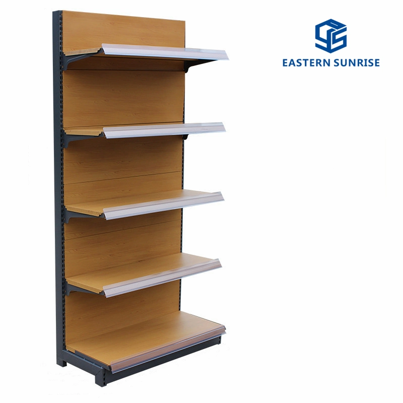 Wooden Color Supermarket Shelf, Heavy Duty Display Rack for Shop/Grocery Store