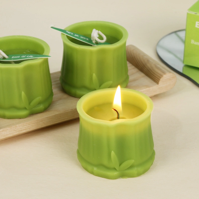 Atacado parafina Wax Verde Bamboo Candle para decoração Home e Presente de férias