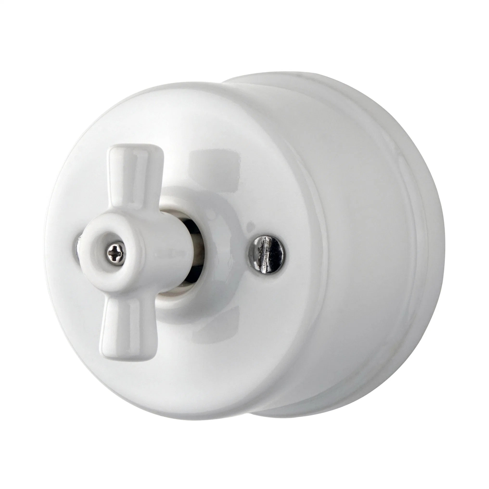 Hot-Sale Ceramic Retro Wall Switch EU Standard White Rotary Electrical Light Switch for Bell