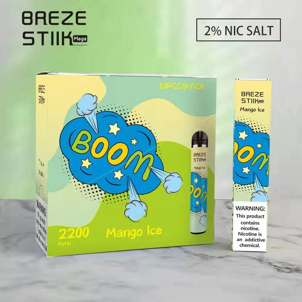 Высшее качество Breze Stiik Mega 2200 Puffs одноразовые пакетики Vape комплекты устройства E к прикуривателю 950Мач Pre-Filled 6мл Испаритель 16 цветов на складе Vs Bang пакетики XXL