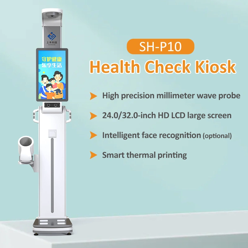 Sh-P10 Kiosque de bilan de santé Analyseur de graisse corporelle et de pression artérielle.