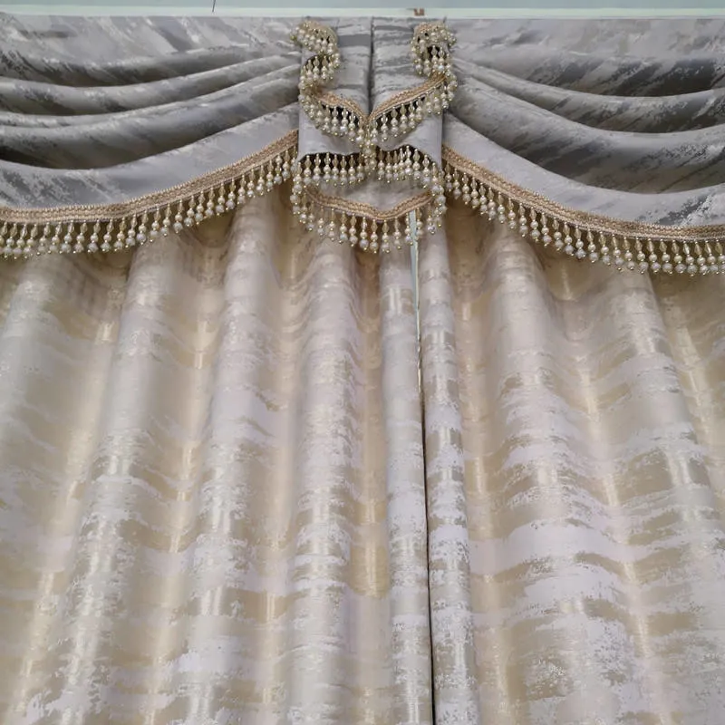 Luxury Turkish Blackout Curtain Solid French Window Grommet Home Windows 3 -15 Days Rope Shenzhen Living Room Woven Jacquard