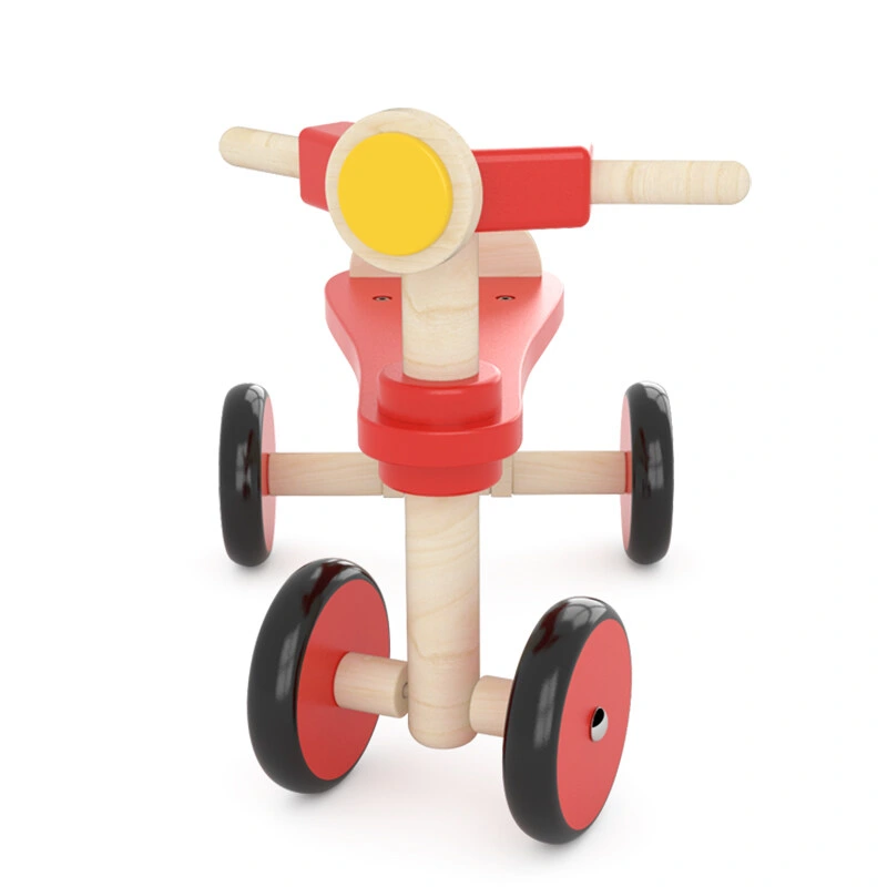 Wooden Ride-on Car Four-Wheeled with Scooter Children's Walker Balance Toys