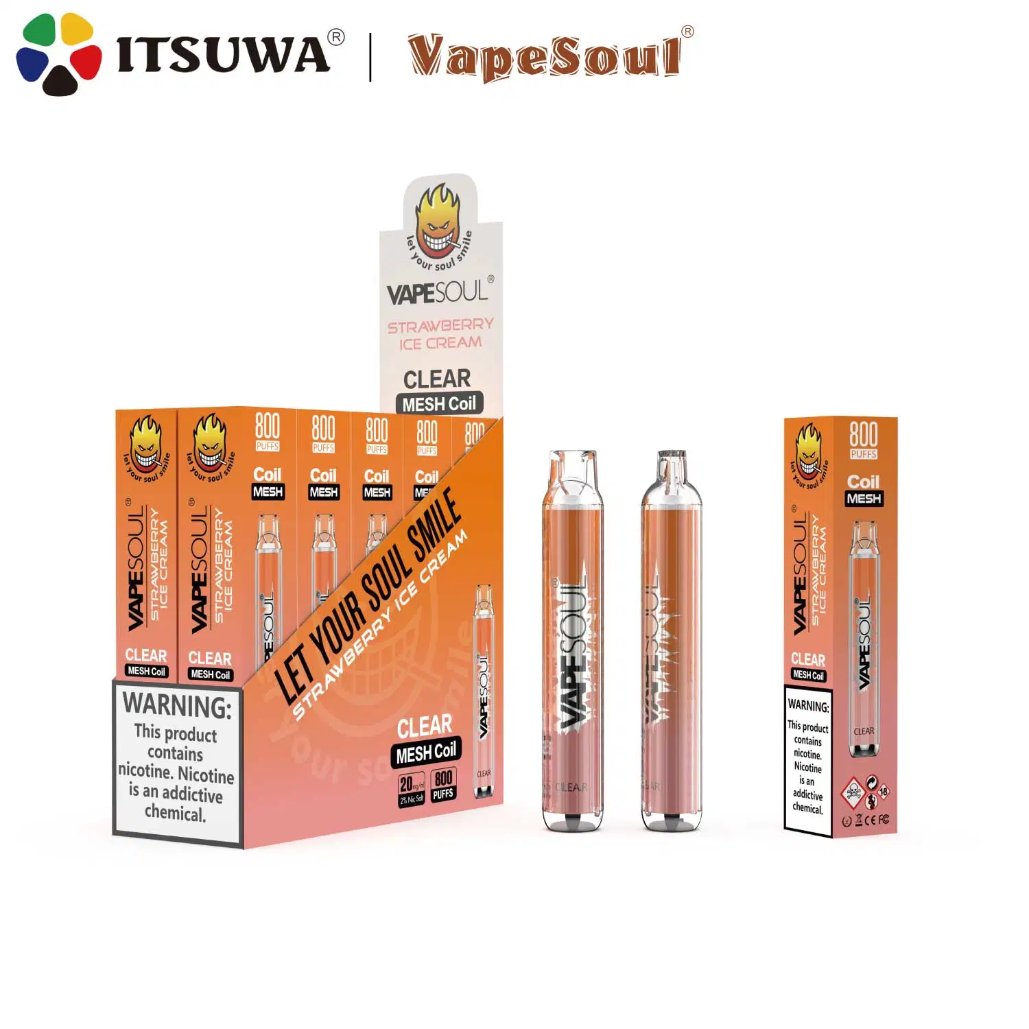 Vapesoul Clear 800 Puffs Tpd Disposable/Chargeable Vaporizer Cigarette Vapor OEM Vape Device