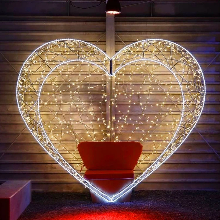 Holiday Decoration 3D Giant Sculpture IP67 Outdoor Wedding LED Heart Shaped Lights