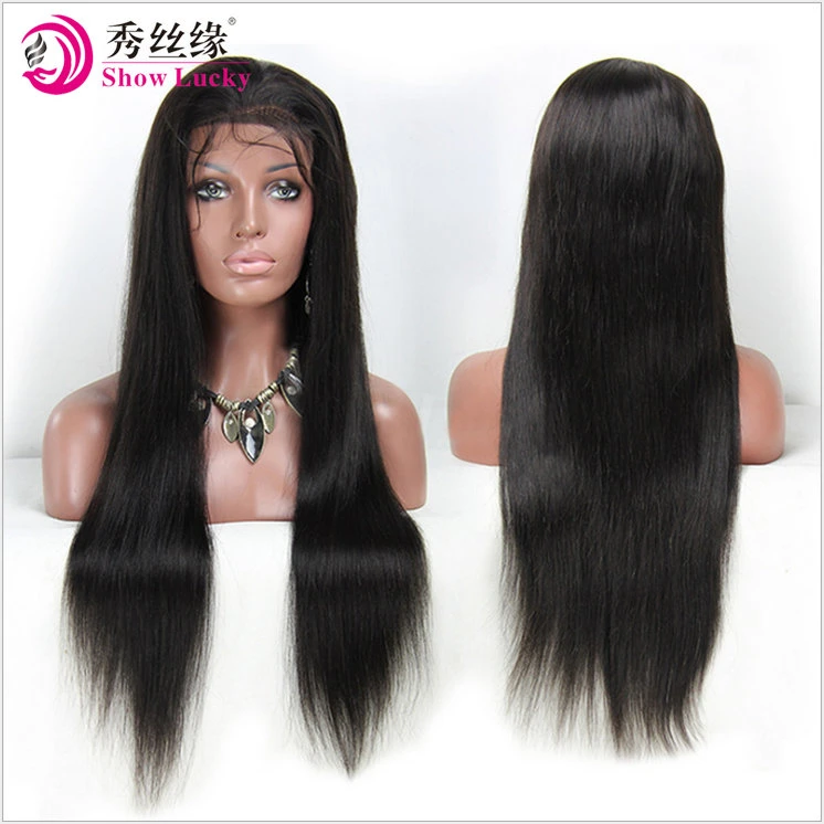 Top Grade 10A Virgin Malaysian Silk Straight Human Hair 180% 200% 220% 250% Density Full Front Lace Wig with Baby Hair