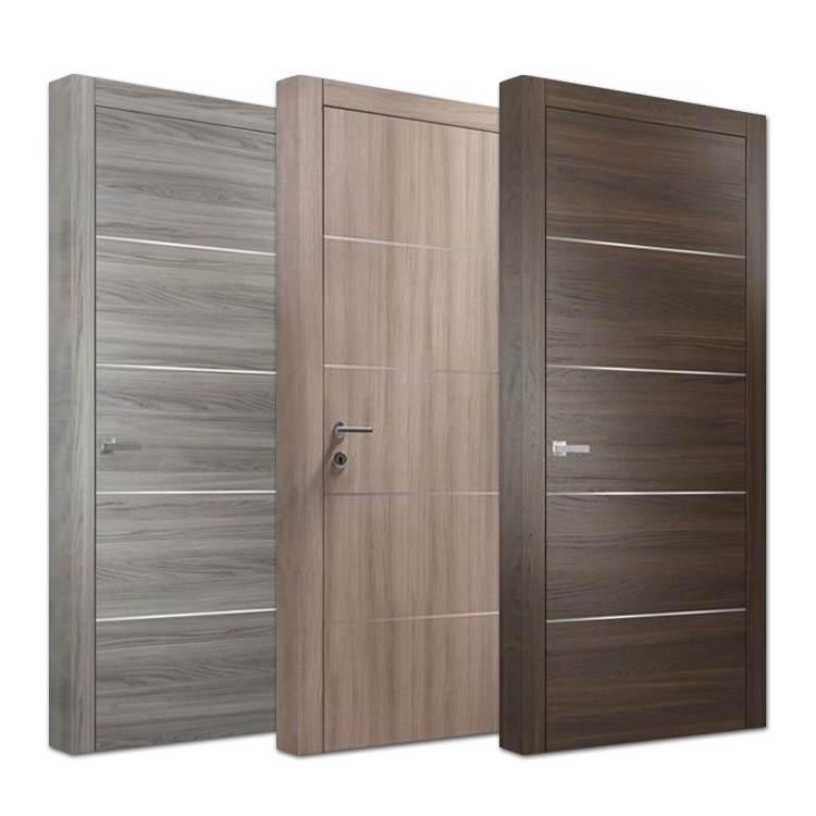 Puerta de madera maciza de nogal moderna de diseño de puertas de madera contrachapada MDF de dormitorio interior.