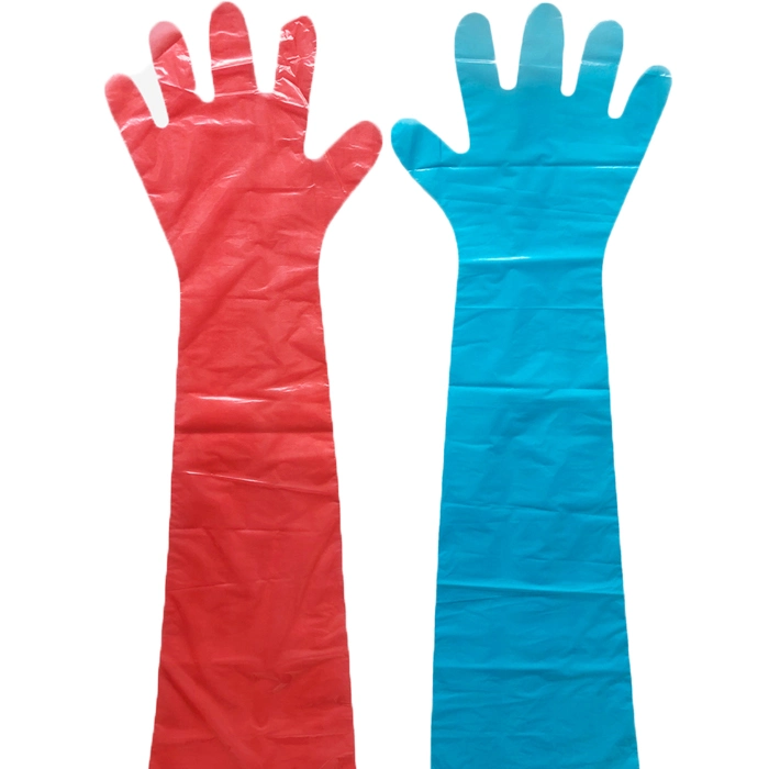 Gants en plastique vétérinaires jetables à long bras de haute qualité.