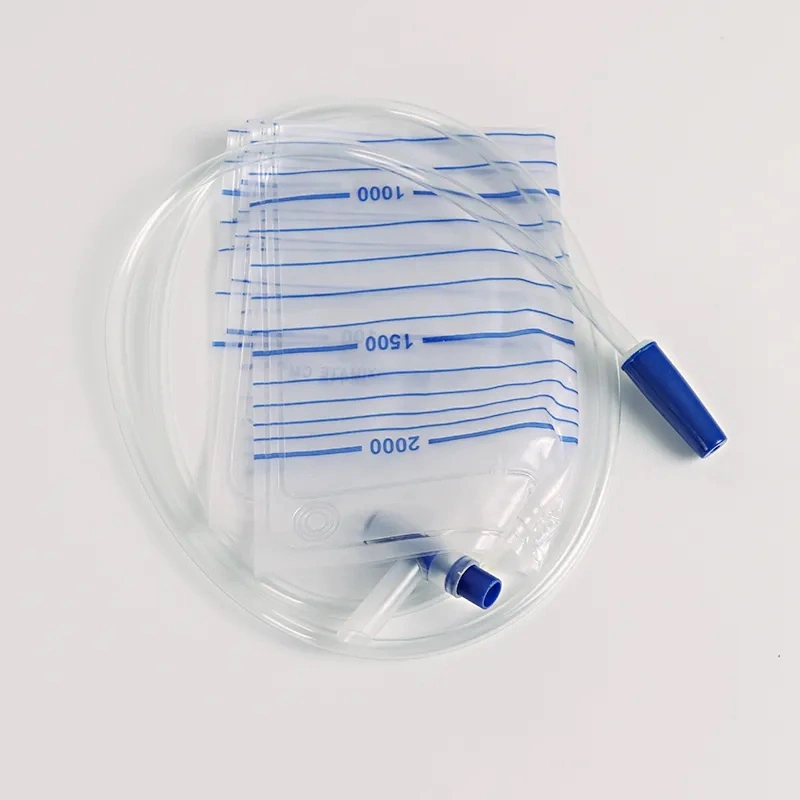 Disposable Medical PVC Sterilize Pull Push /T Valve Urine Bag with CE/ISO