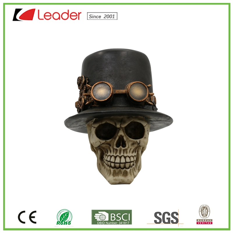 Customized Polyresin Skull Head Sculpture &#160; for Home Decoration, OEM Designs Are Welcome