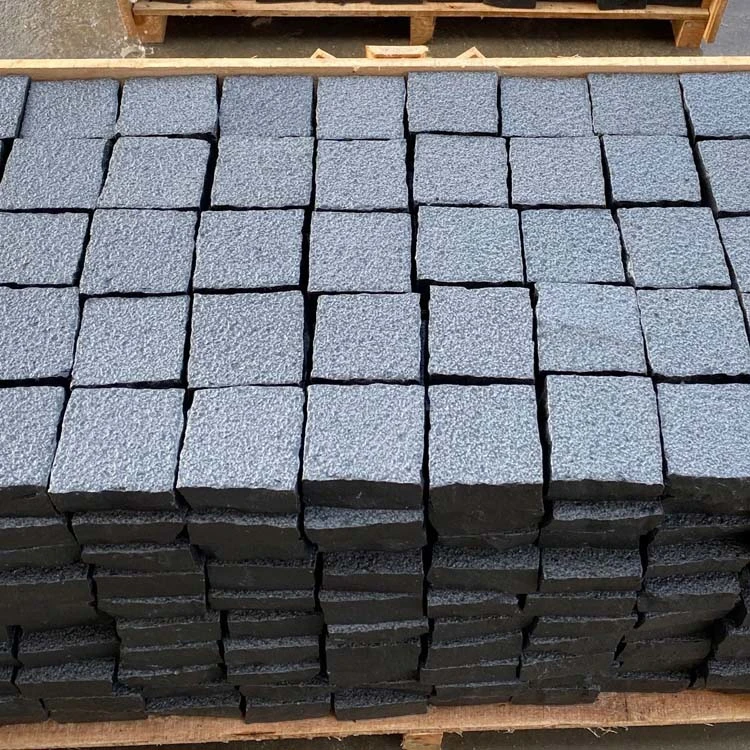 Factory Direct Flamed and Split Finish Black Basalt Cube Stone