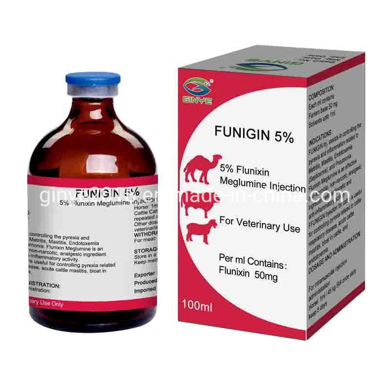 Inyección de flunixin meglumina 5% para Anti-Inflammatory y antirreumático en el ganado y aves de corral 100ml 50ml