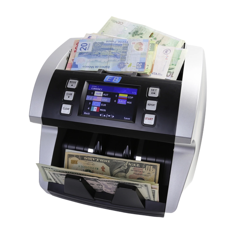 Business Grade Banknote Counter with UV/MG/IR Counter-feit Detection &ndash; Top Loading Cash Counting Machine  Add and Batch Modes