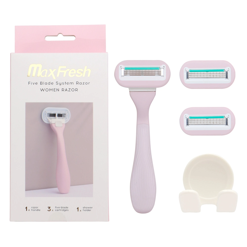 Nouveau rasoir pour femmes avec trois lames remplaçables et un support - Coffret cadeau de kit de rasage