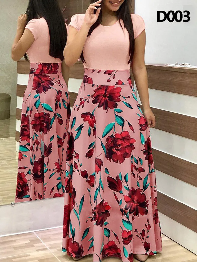 Элегантная вечеринка платье Floral Maxi Дамы Летнее повседневное платье Мода Платье для женщин