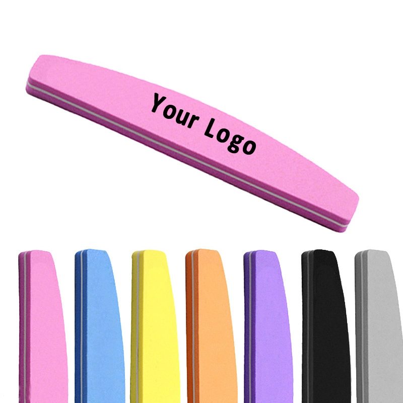 Logo Print 100/180 Grit Half Moon Nail Tips Polishing Gel Files and Buffer