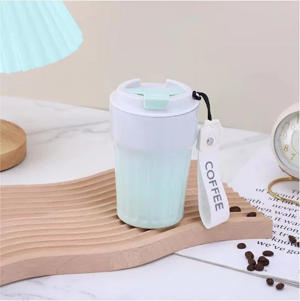 Neue 304 Edelstahl Thermoses Cup Bounce Coffee Car Geschenk Water Cup Genießen Sie Gestreifte Damen Casual Cup Neue Produkte 2023