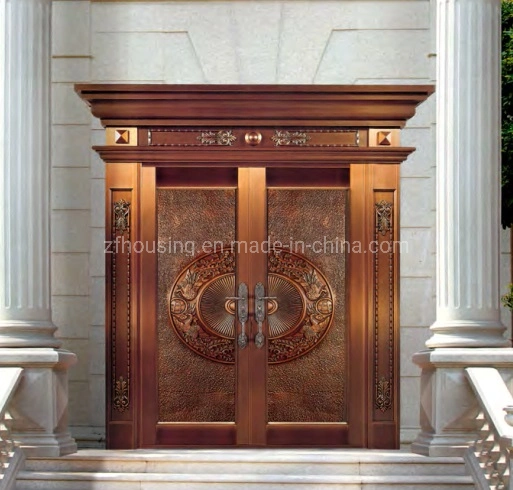 Elegant Designs Metal Steel Security Pure Copper Door for Main Entrance Zf-Ds-029